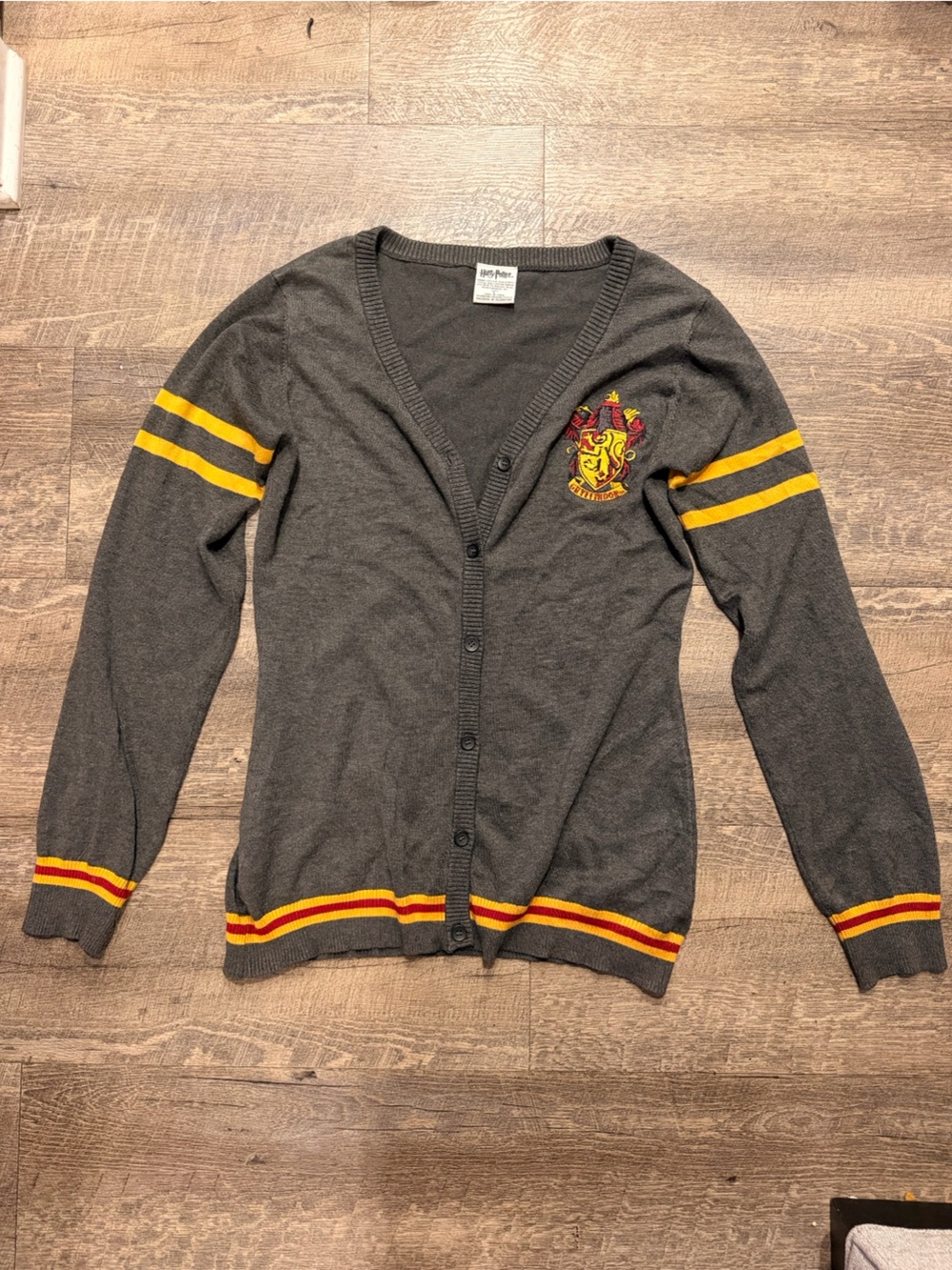 Harry Potter Gryffindor Charcoal Varsity Cardigan Sweater L